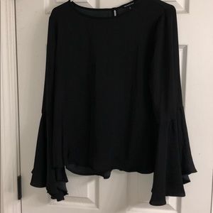 Who what wear black split flare sleeve top